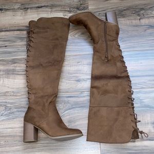 Knee high suede boots